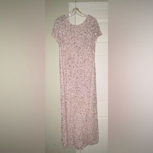 SOLD! Adrianna Papell Sz 16 (fits like 14) Blush Beaded scoop back evening dress